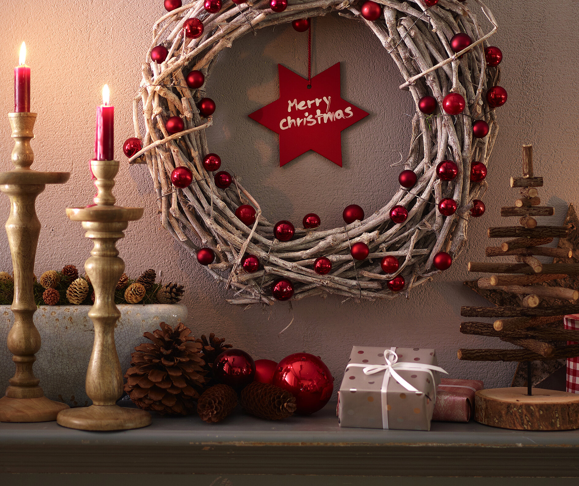 Weihnachtskranz aus Naturzweigen