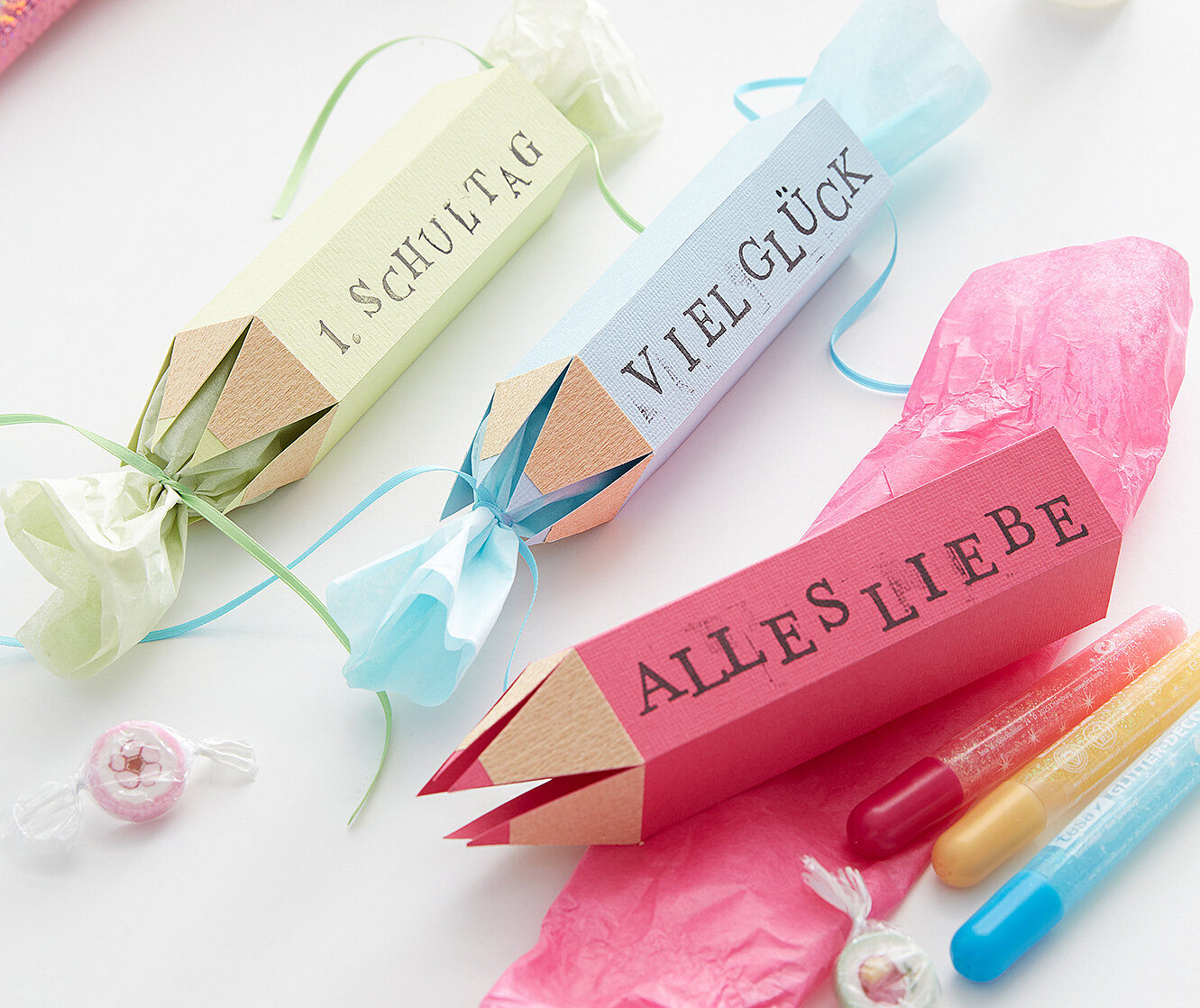 Geschenkebox in Stiftform basteln