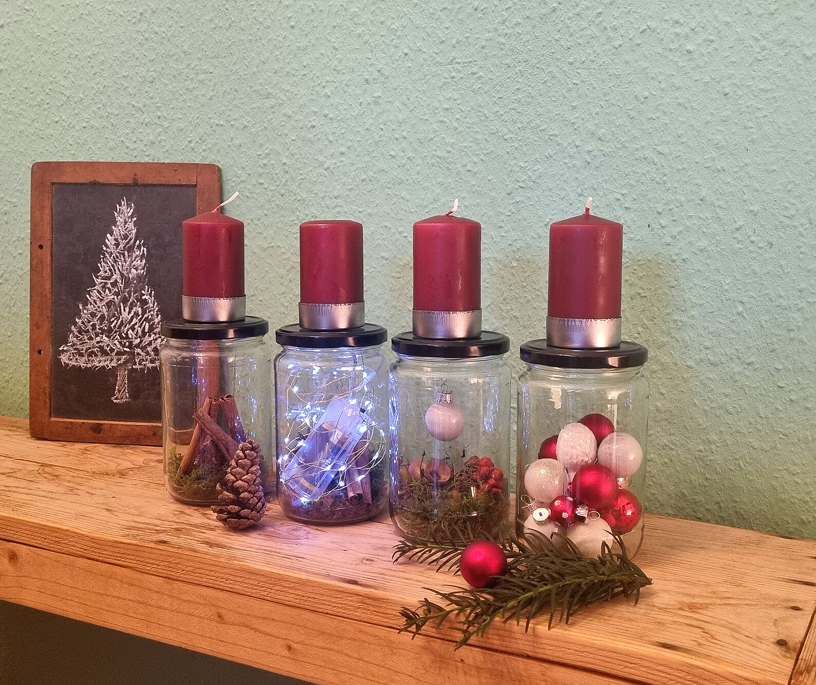 Upcycling-Adventskranz aus Gläsern