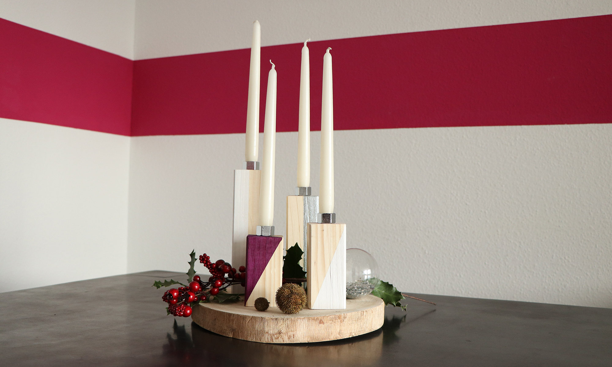 Kerzenständer aus Kantholz